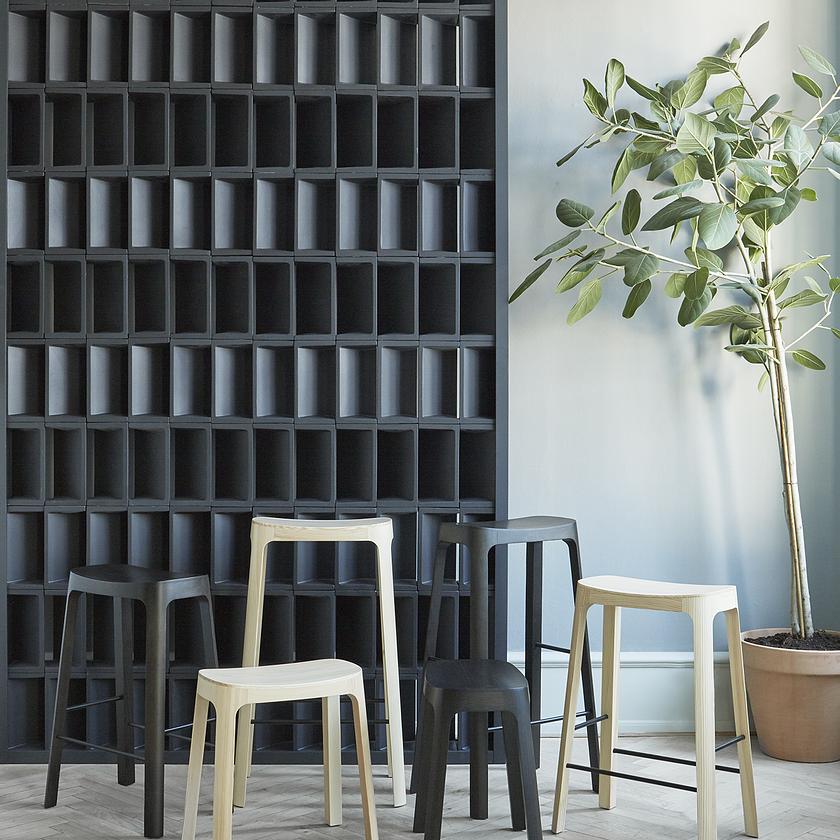 CROFTON bar stool - SH78, stained black pine wood