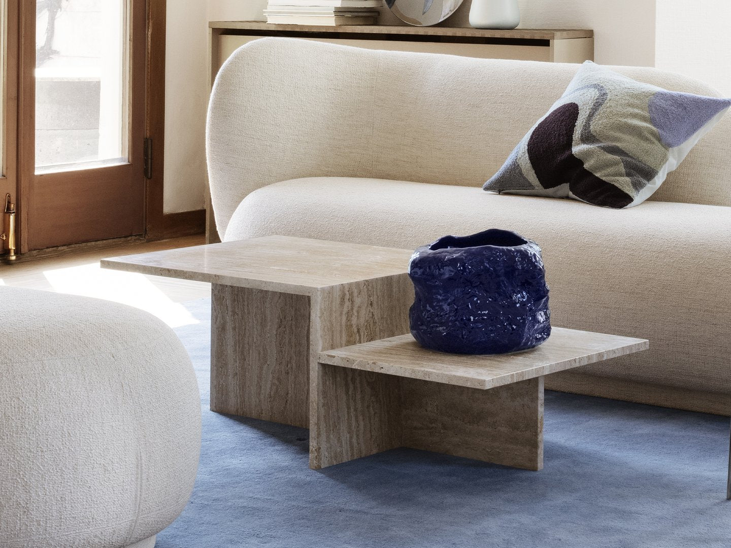 Distinct Coffee Table, Travertine