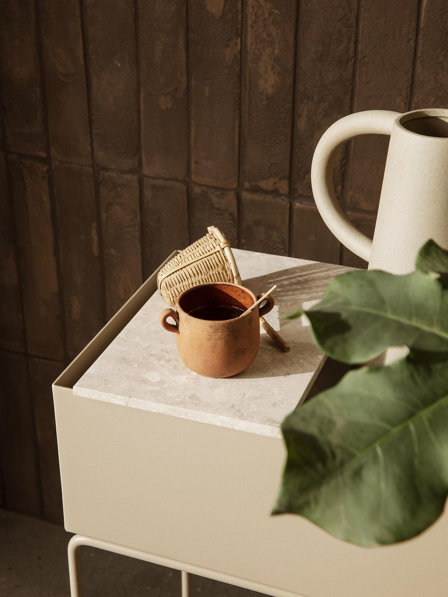 Tray for Plant Box, Marble, Beige