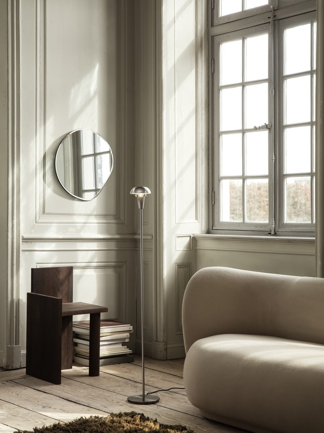 Pond Mirror - Small, Dark chrome