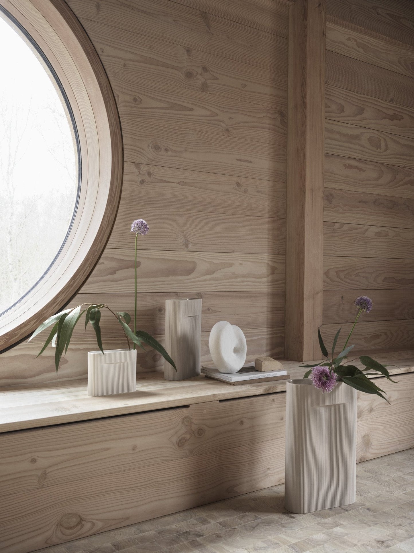 Ridge Vase H48,5, Beige