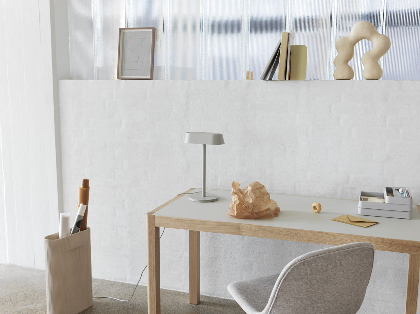Workshop Table, Warm Grey/Oak