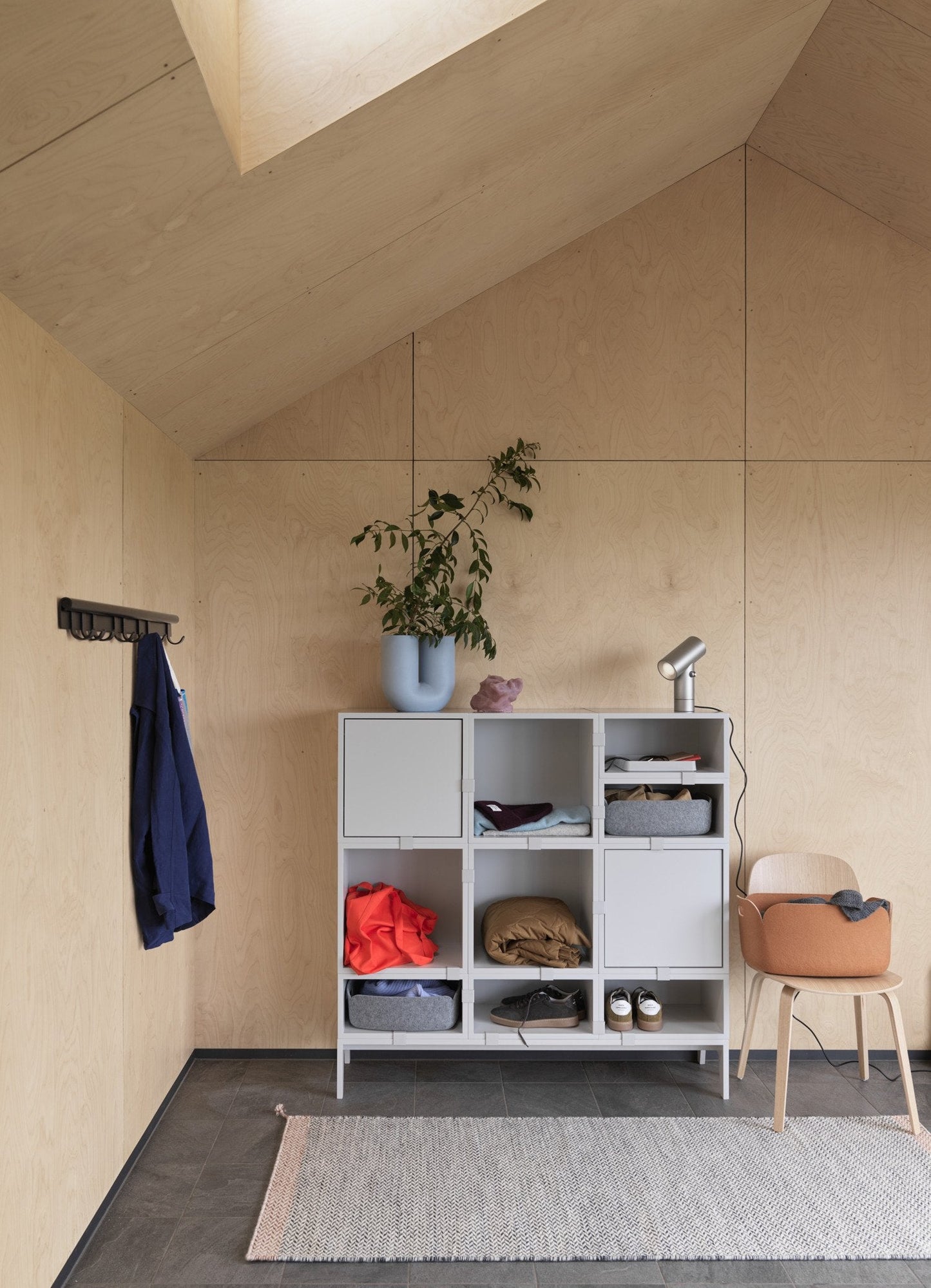 Stacked Storage System - Large w backboard, Light Grey