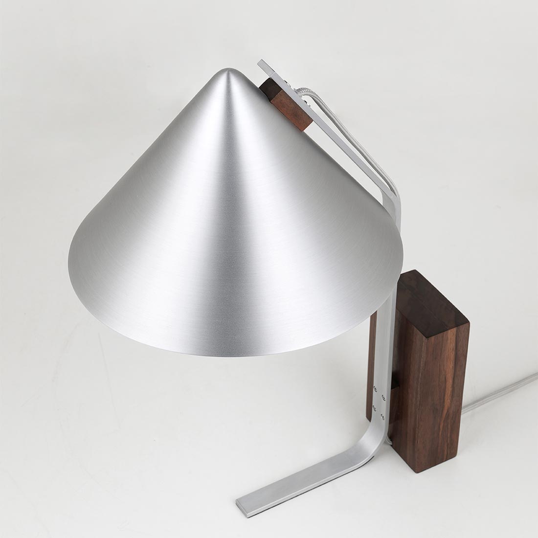 Cone Table Lamp, Brushed Aluminum/Walnut