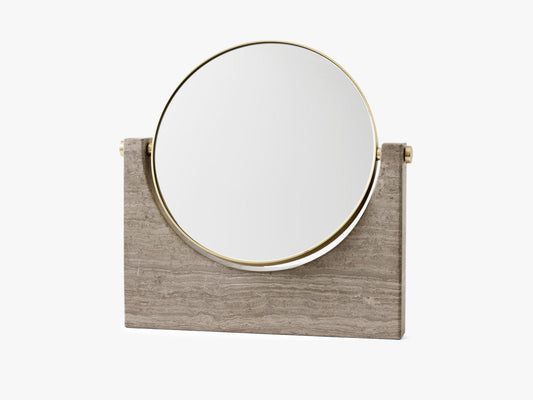 Pepe Marble Mirror, Brass/Honed Brown