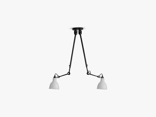 Lampe Gras N302 Double, Mat Sort/Hvid Opal