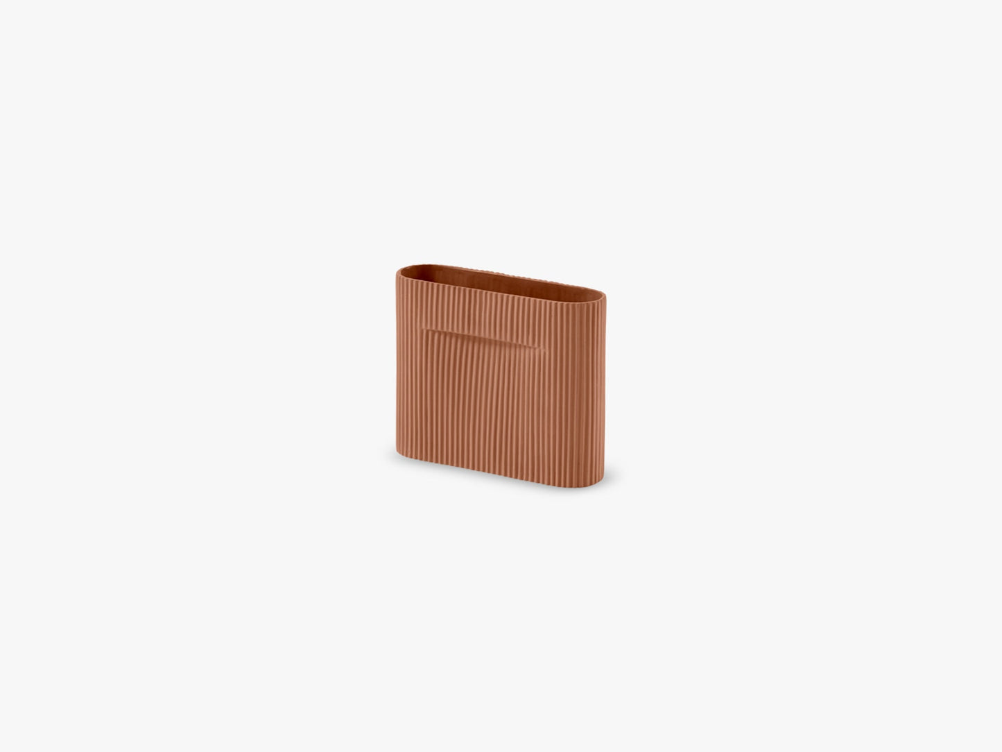 Ridge Vase H16,5, Terracotta