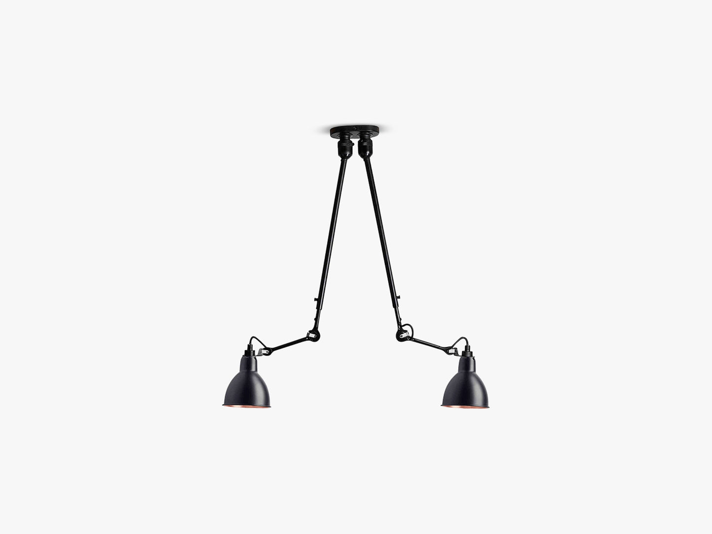 Lampe Gras N302 Double, Mat Sort/Mat Sort/Kobber