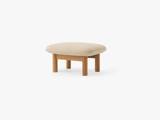 Brasilia Ottoman, Oak/02 Beige/Bouclé