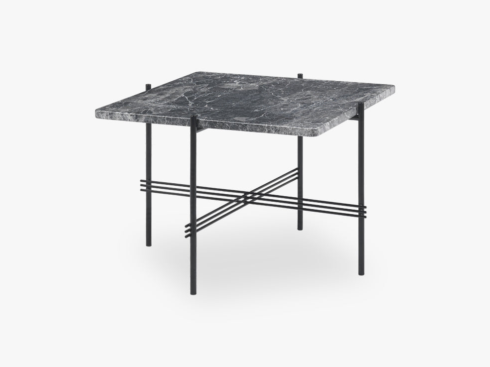 TS Coffee Table Square black base, Marble Grey top 55cm