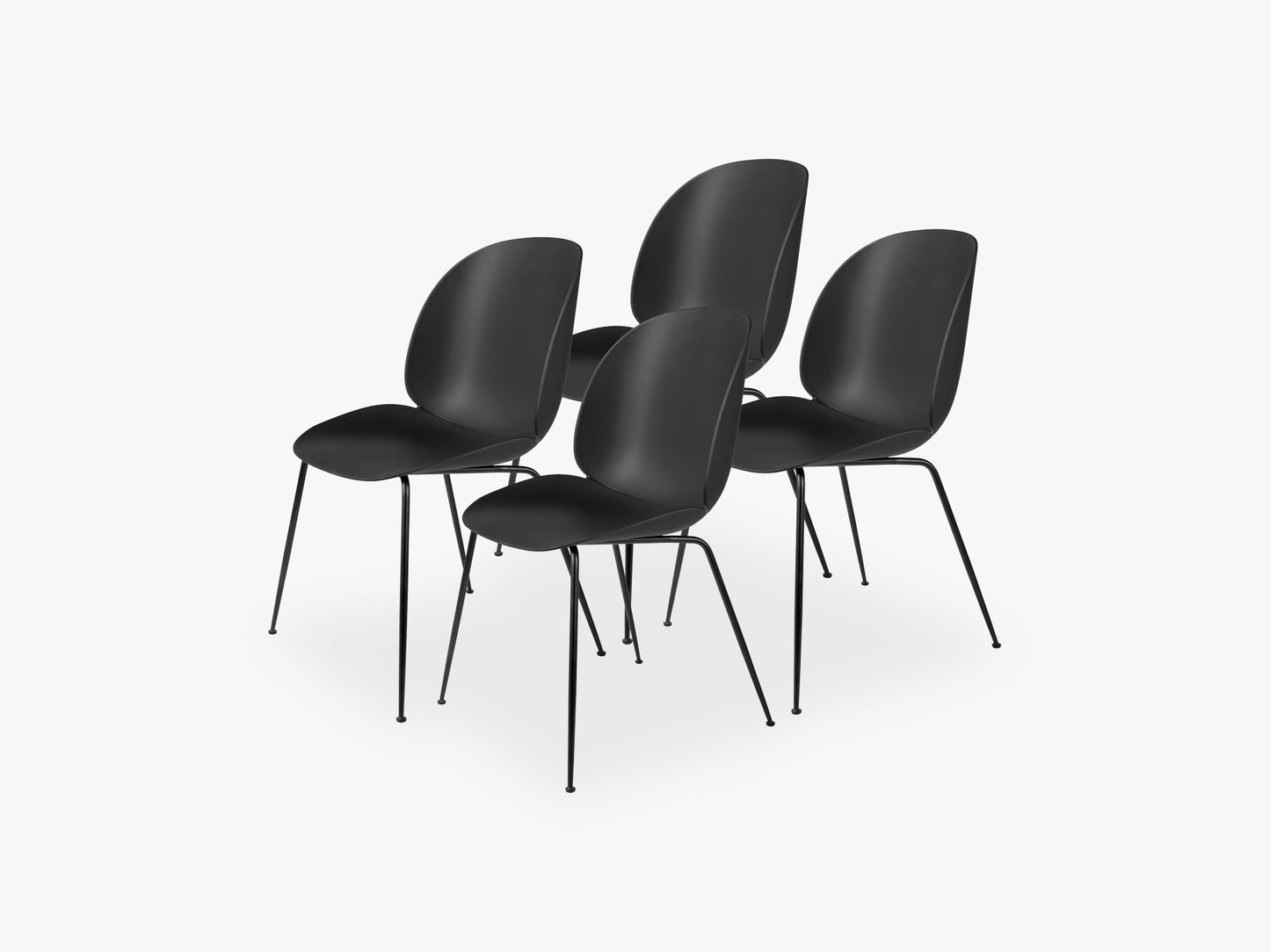 Beetle Dining Chair 4 pcs - Conic Black Matt Base, Black