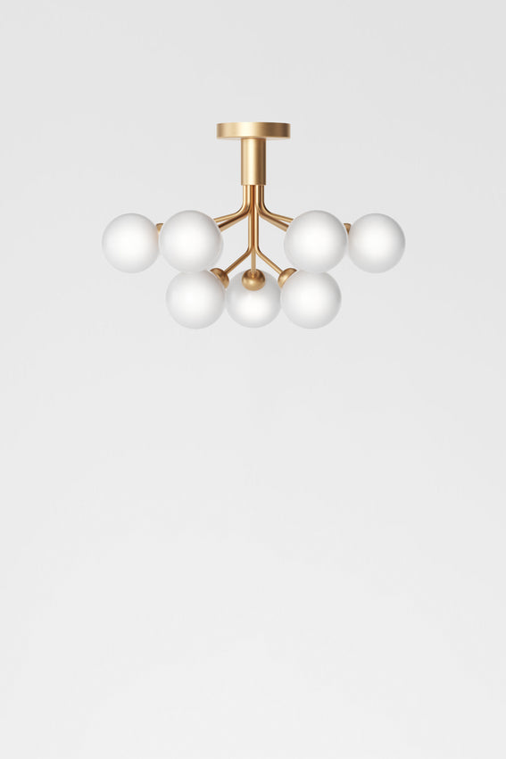 Apiales 9 Ceiling, Brushed brass/opal white