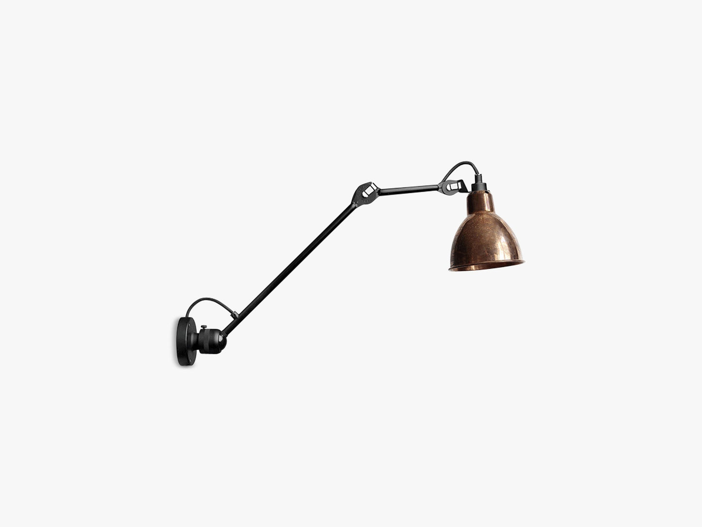 Lampe Gras N304 Hardwired L140, Mat Sort/Rå Kobber
