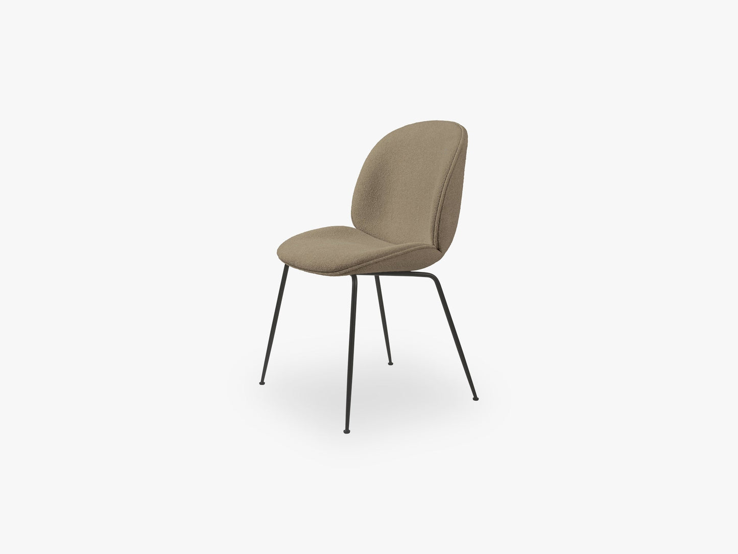 Beetle Dining Chair (Fully), Black Matt, Grp 02, Light Bouclé, GUBI (003)