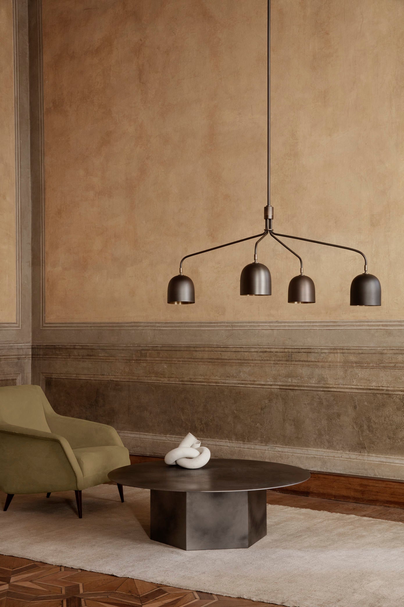 Howard Chandelier 4 Arm, Long - Gunmetal