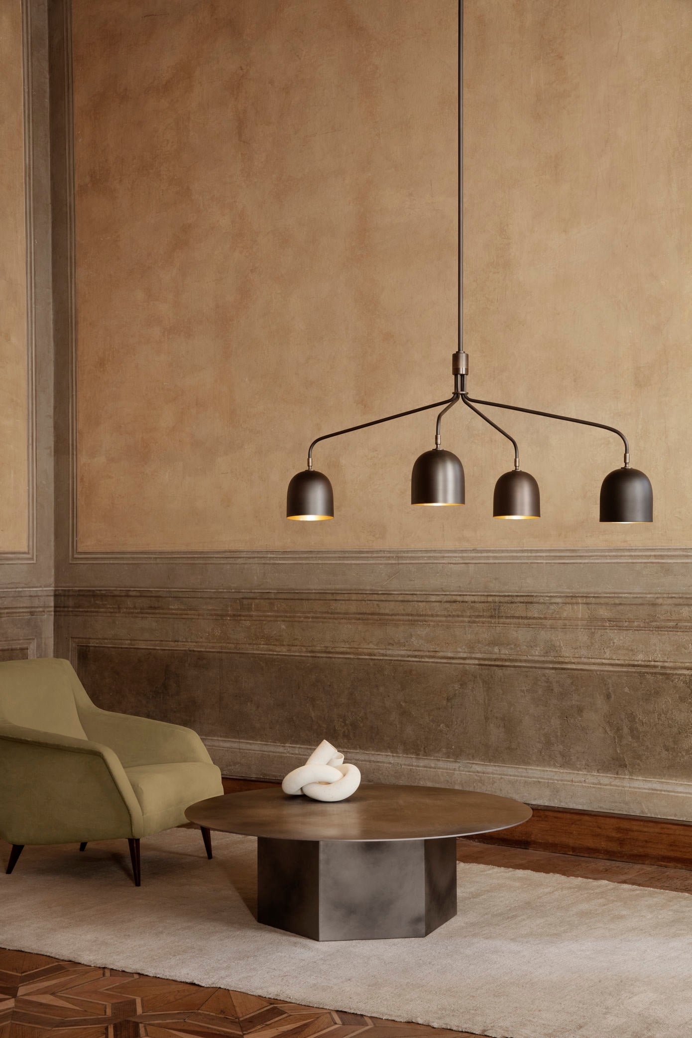 Howard Chandelier 4 Arm, Long - Gunmetal