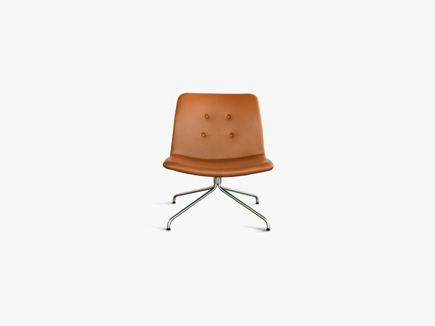 Primum Lounge Chair u arm, rustfrit stål ben, Adrian, Cognac