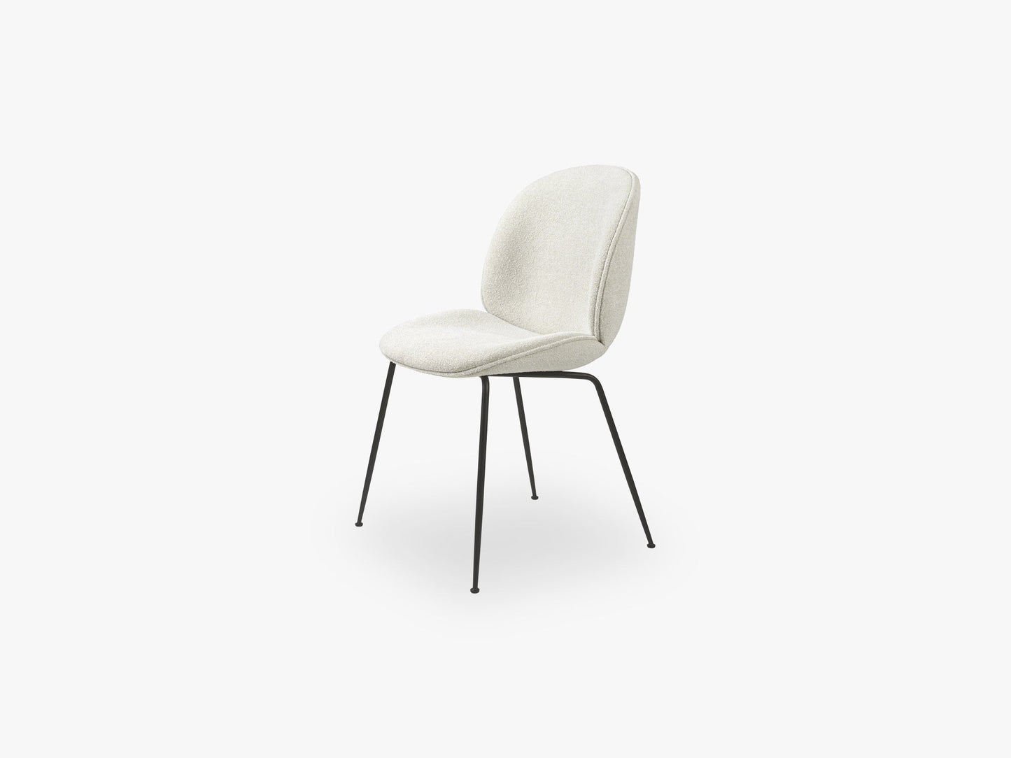 Beetle Dining Chair (Fully), Black Matt, Grp 02, Light Bouclé, GUBI (001)