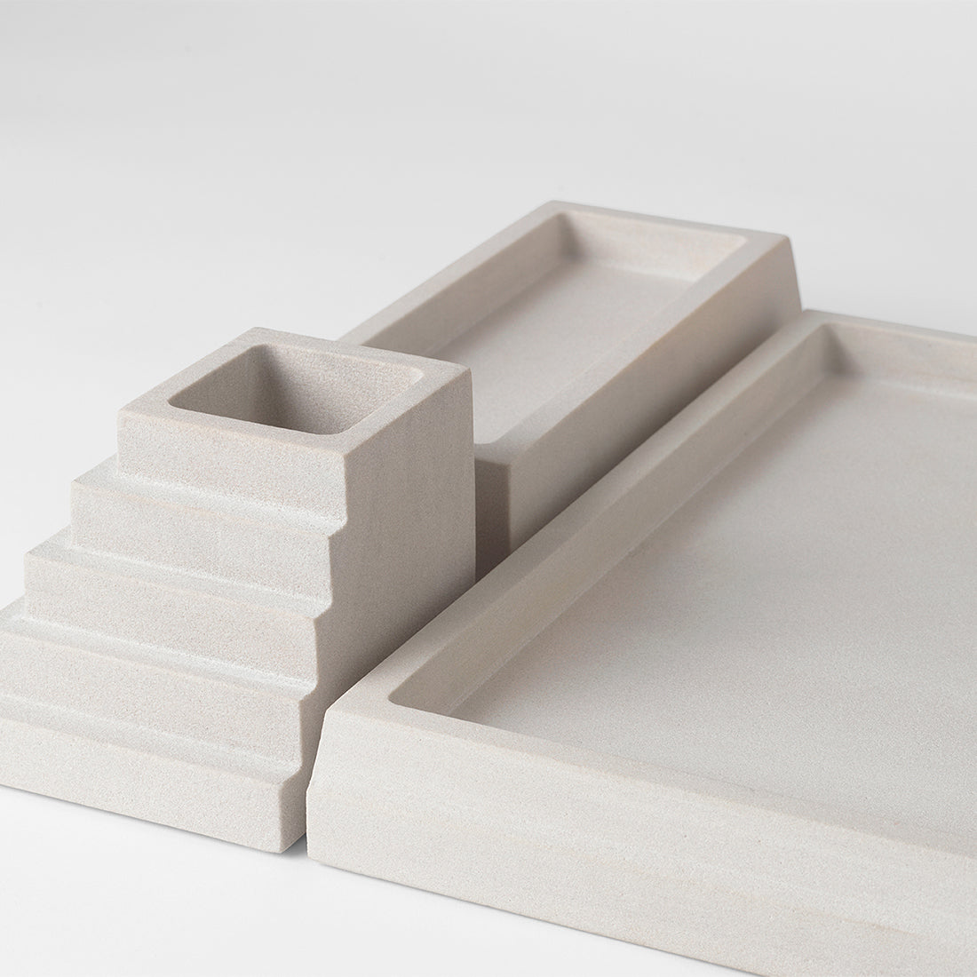 Sandstone Desk Organizer - Large, Light Grey