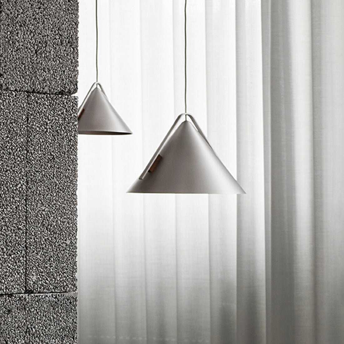 Cone Pendant Lamp - Large, Brushed Aluminum/Walnut