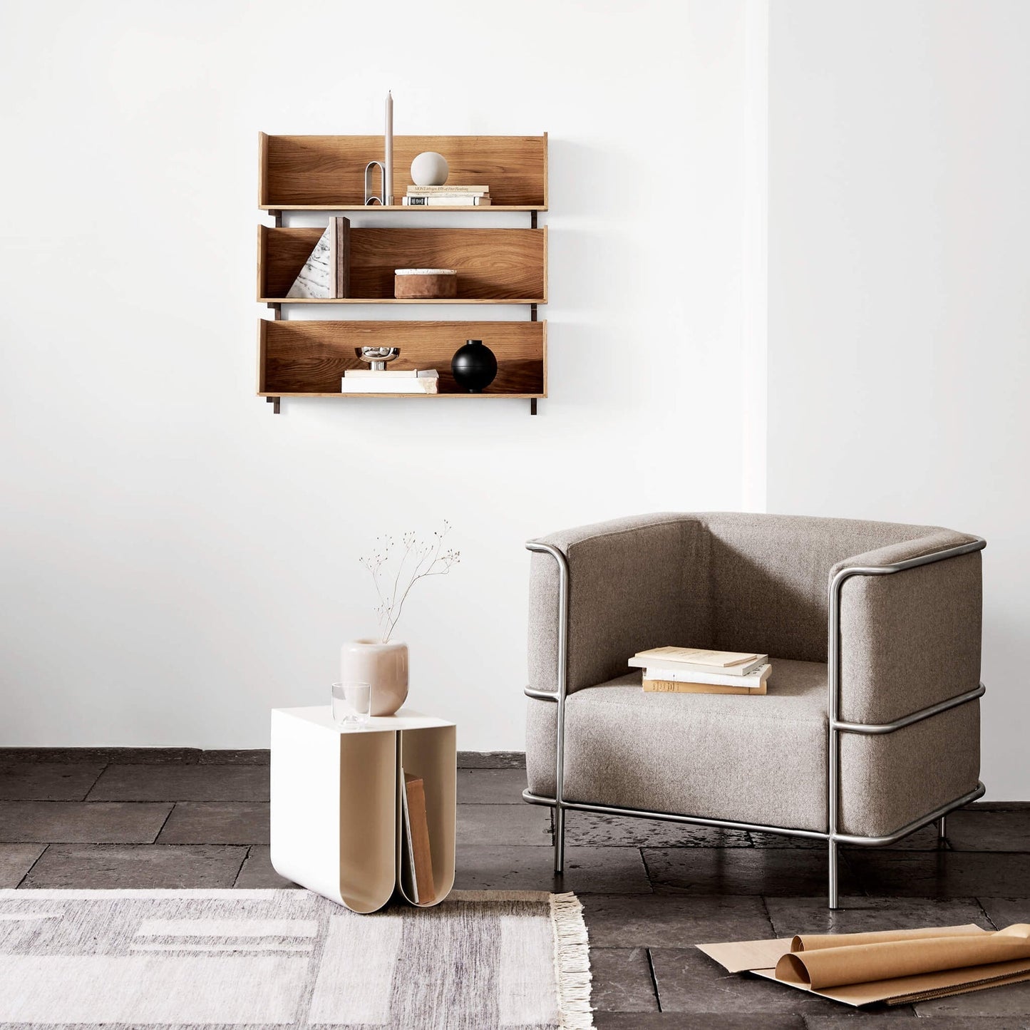Stack Wall Shelf, Oak/Walnut Dark oiled