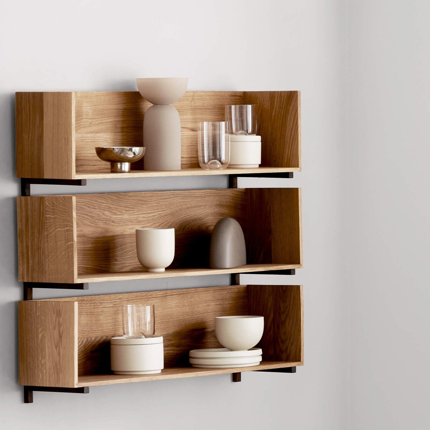 Stack Wall Shelf, Oak/Walnut Dark oiled