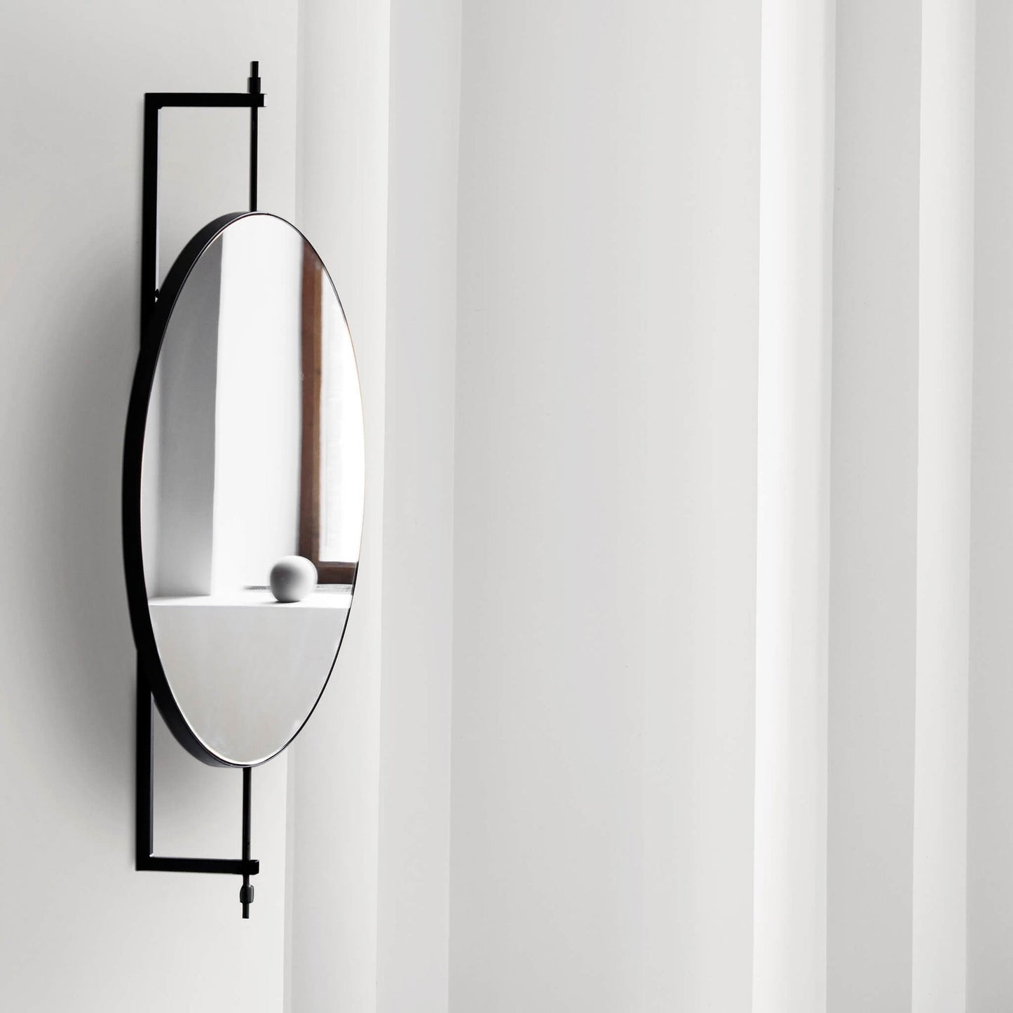 Rotating Mirror, Black Steel