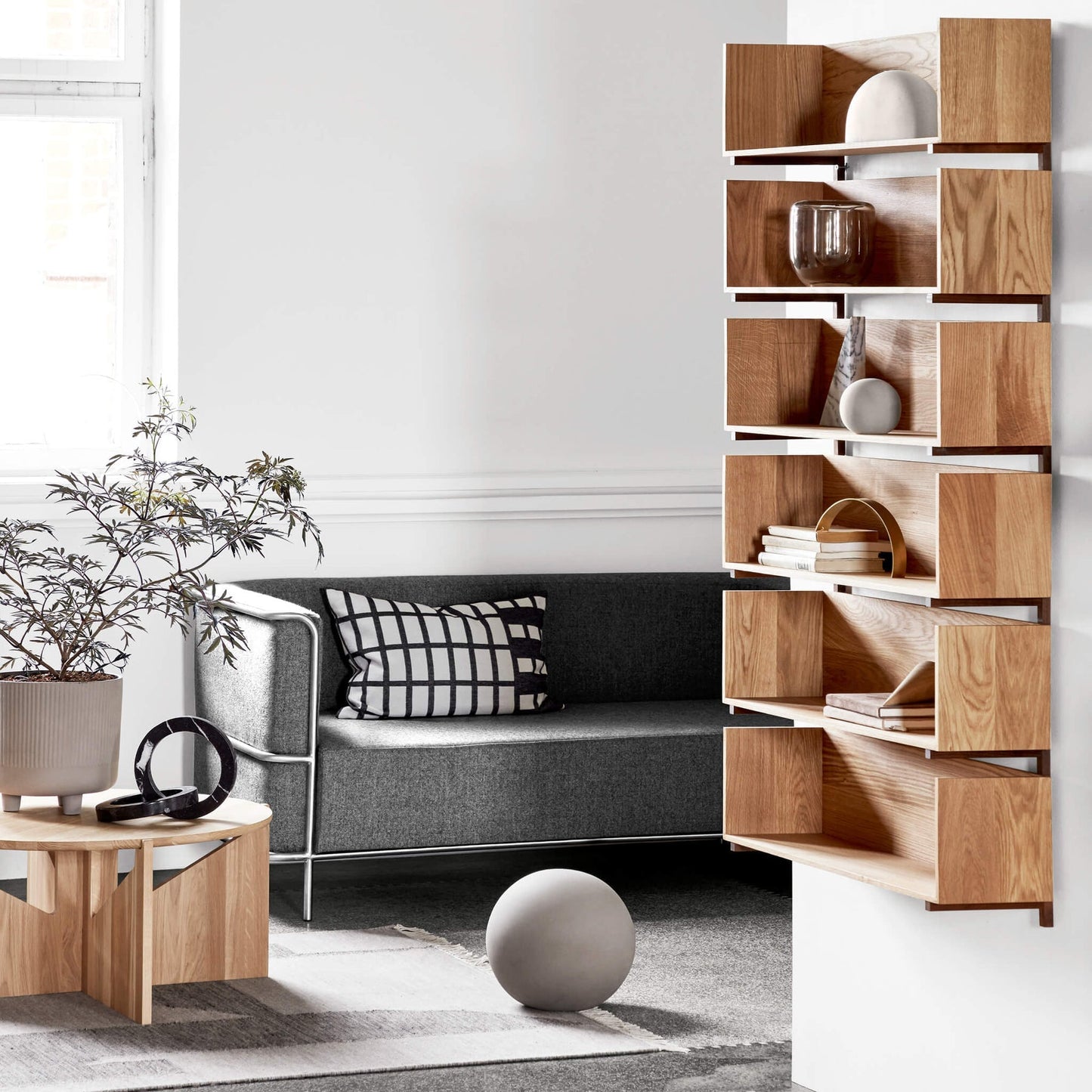 Stack Wall Shelf, Oak/Walnut Dark oiled