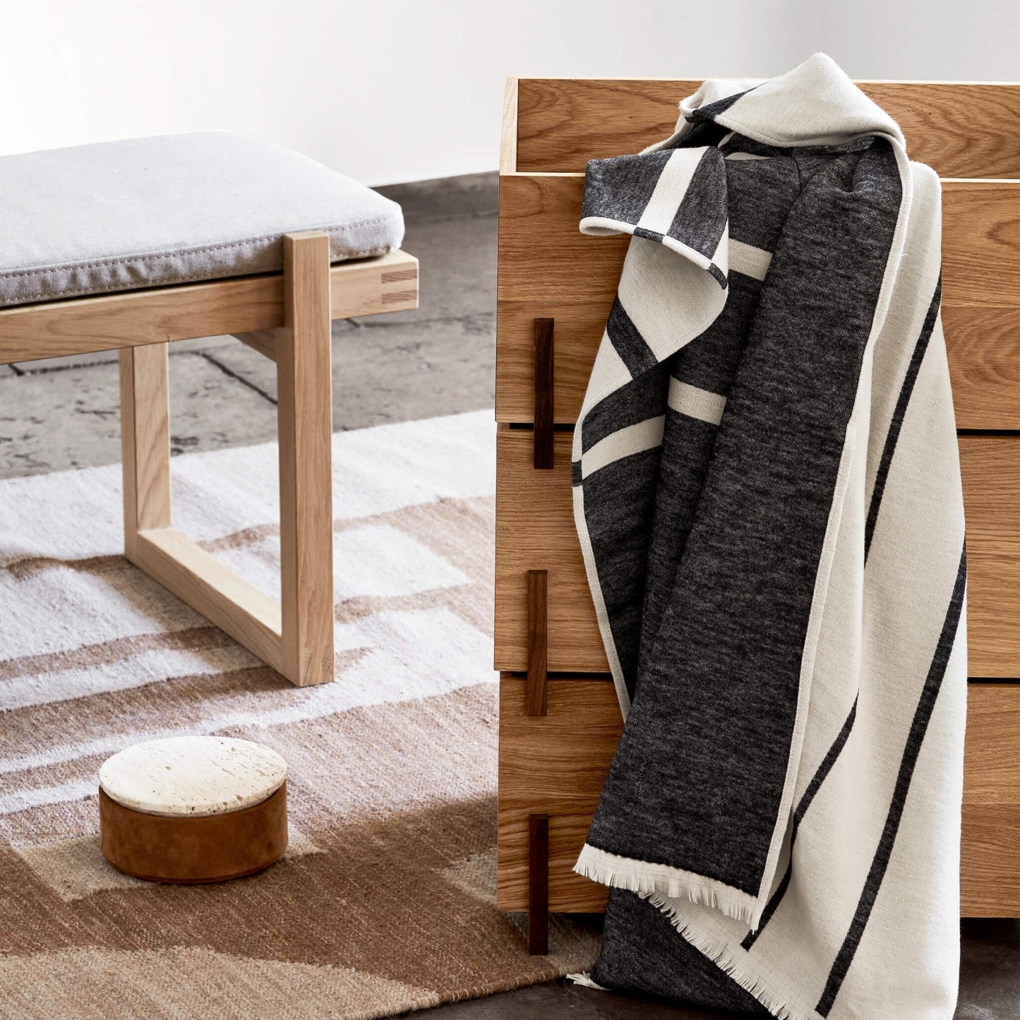 Contemporary Kelim Melange, Off White/Brown
