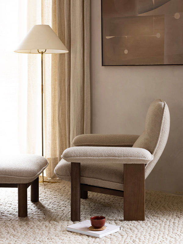 Brasilia Lounge Chair, Walnut/0011 White/Moss Sahco