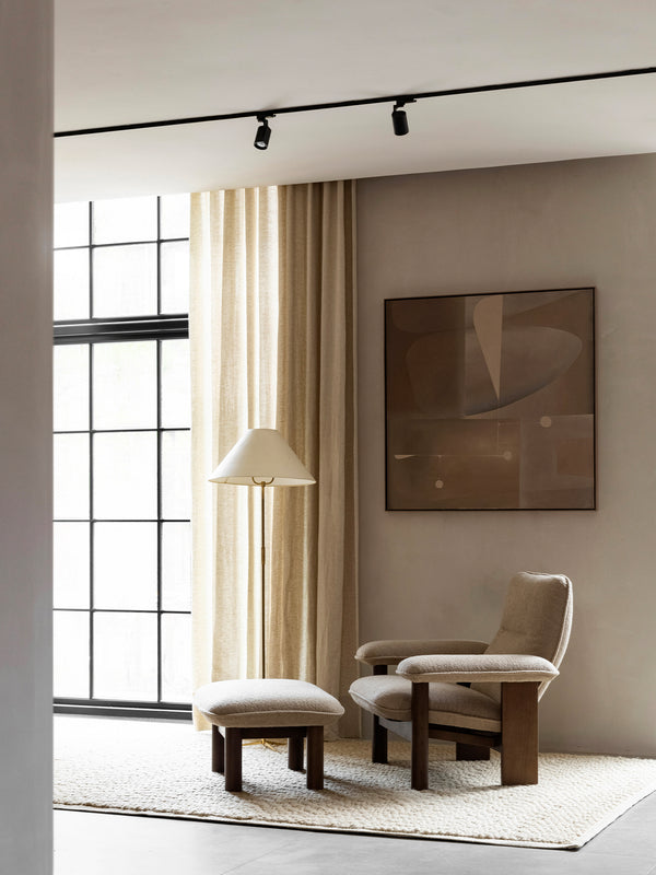 Brasilia Ottoman, Oak/21004 Beige/Leather