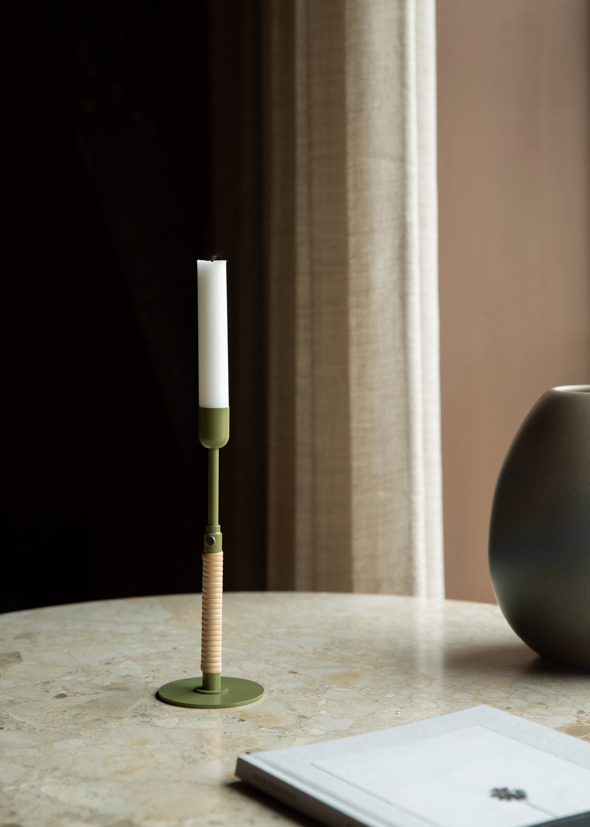 Duca Candleholder, Olive Green