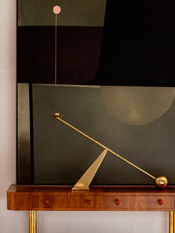 Interconnect Candle Holder, Polished Brass