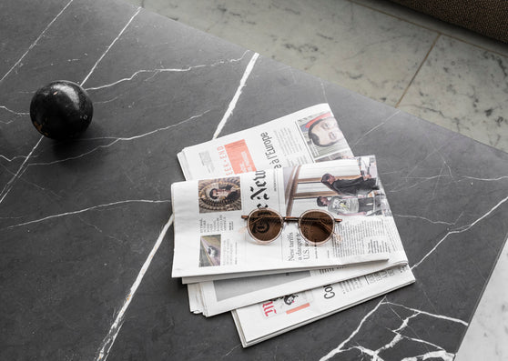 Plinth Low, Brown Grey Marble