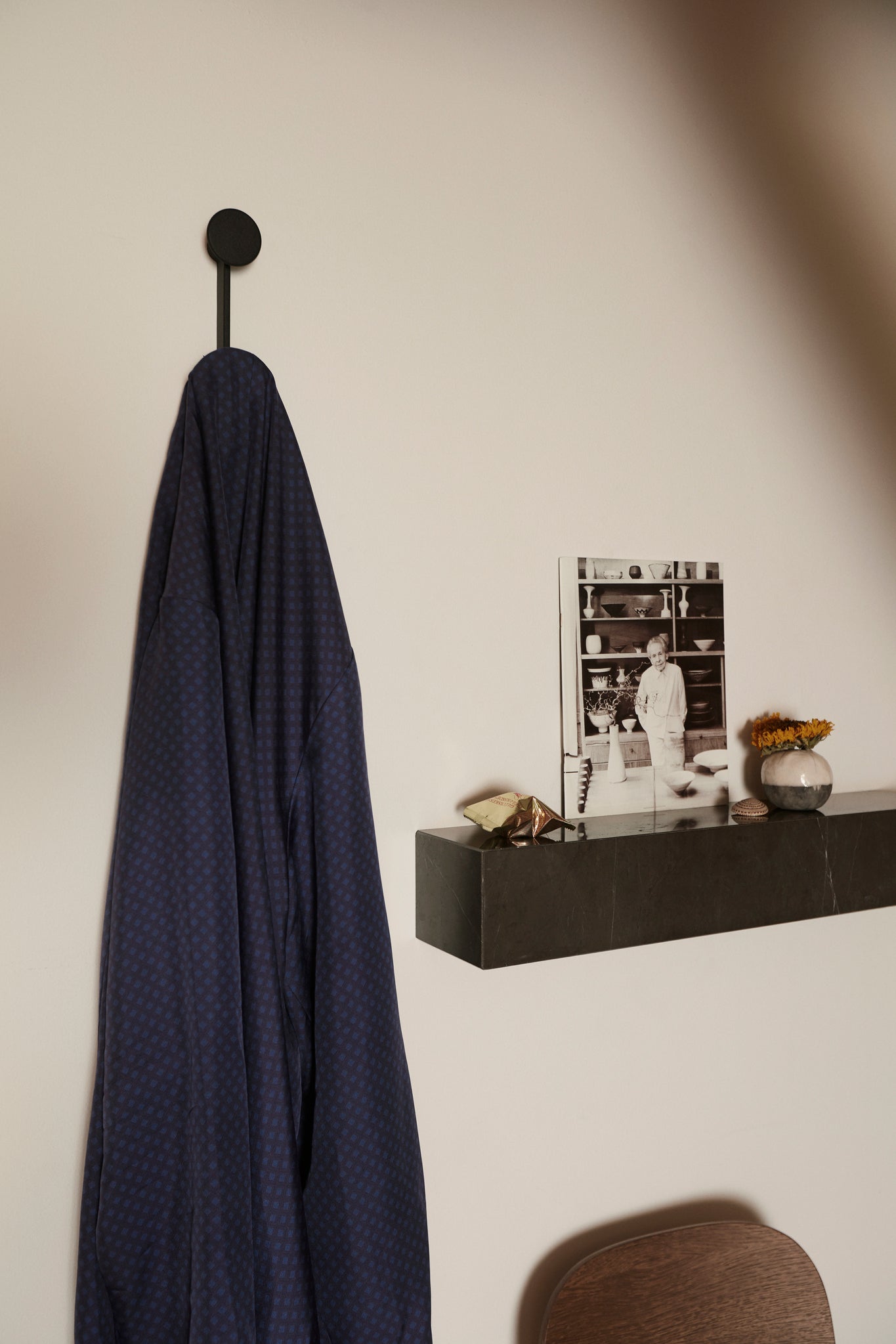 Plinth Shelf, Brown/Grey Kendzo Marble
