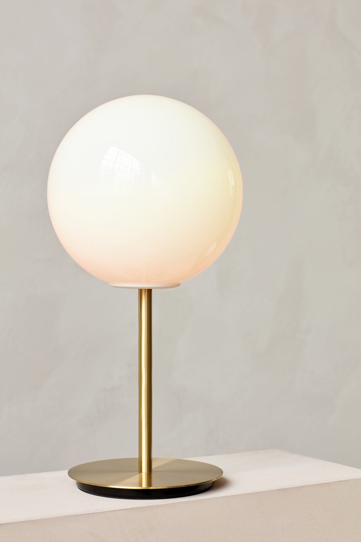 TR Bulb Table Lamp, Brushed Brass w Shiny Opal Bulb
