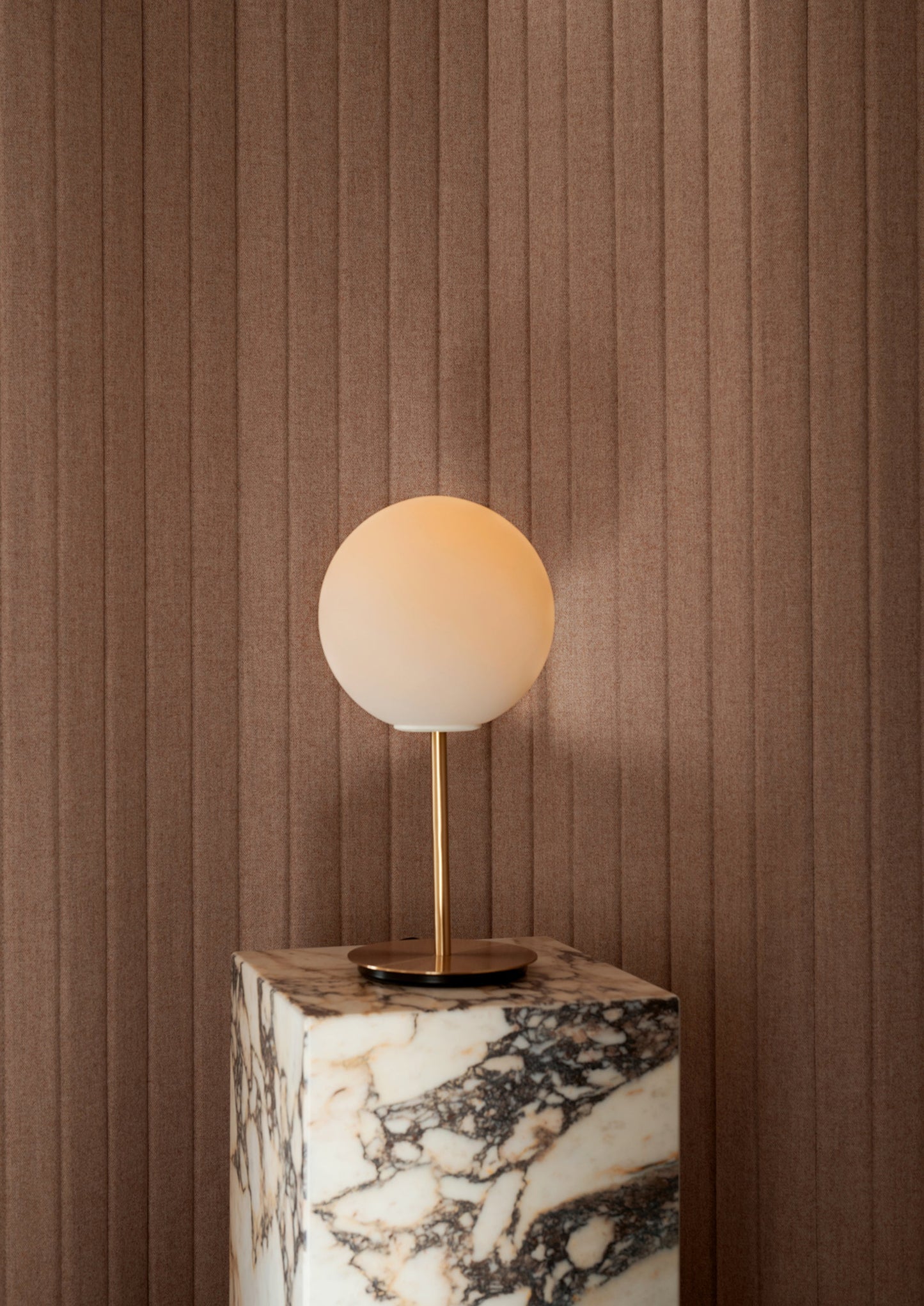 TR Bulb, Table Lamp, Brushed Brass w Matt Opal Bulb