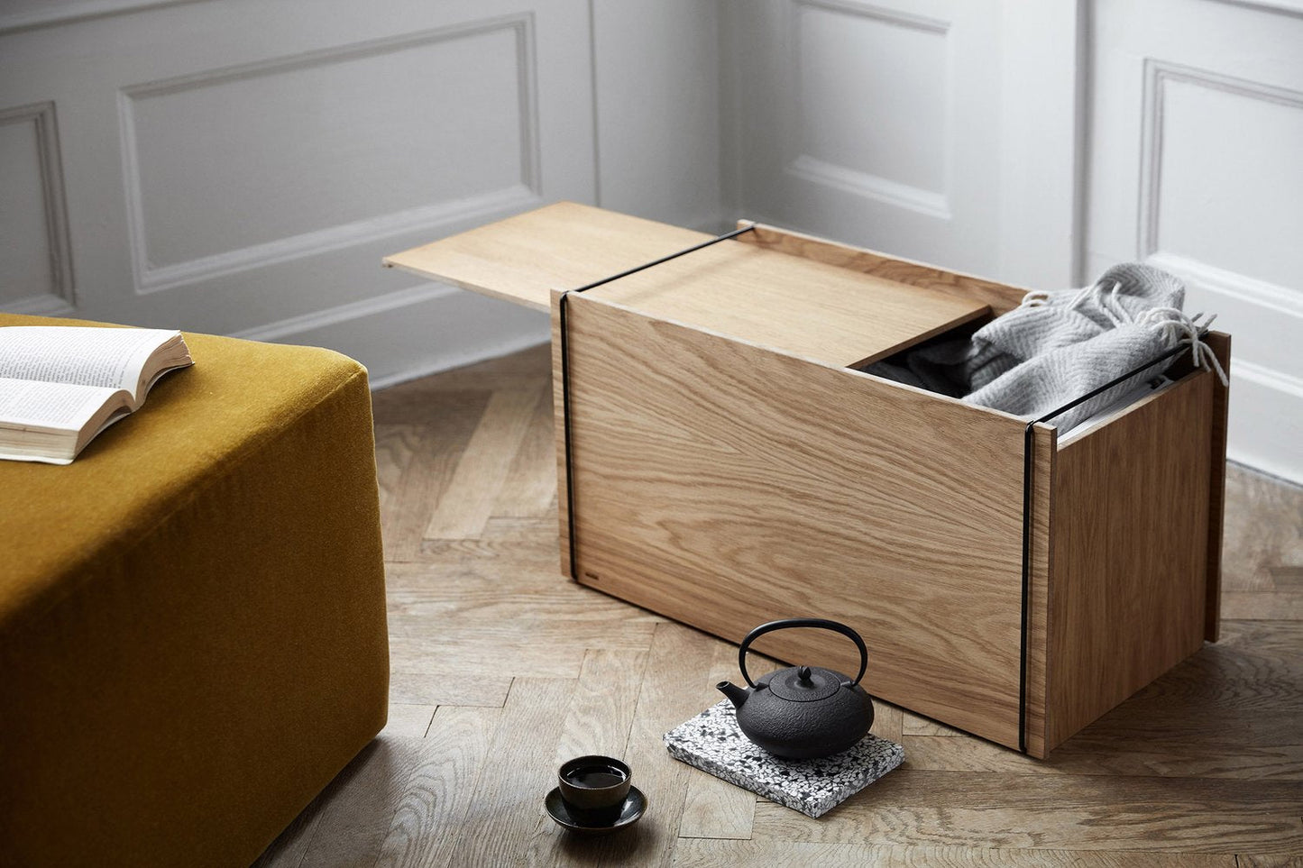 Lid Storage Box, Oak