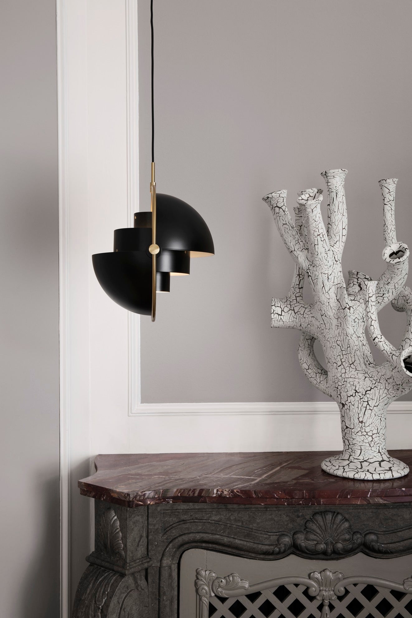 Multi-Lite Pendant - Small, Chrome/Black Semi Matt