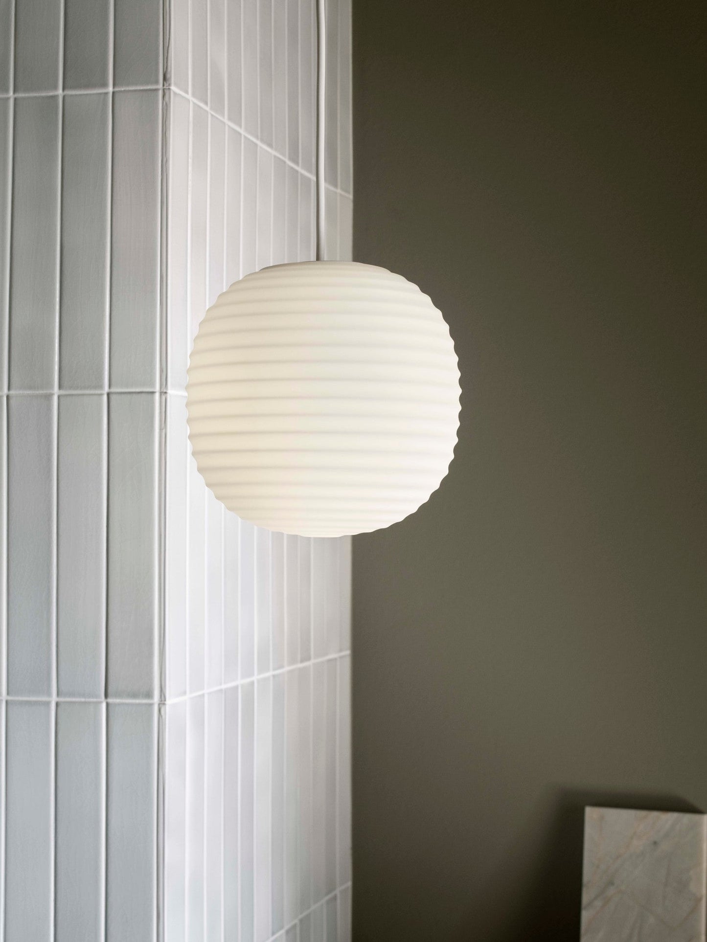 Lantern Pendant, Frosted White Opal Glass, Ø20
