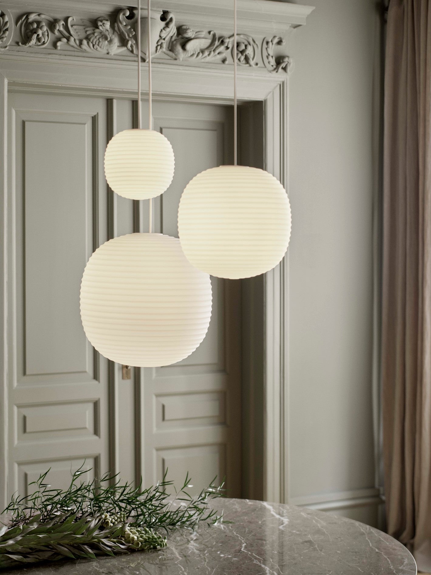 Lantern Pendant, Frosted White Opal Glass, Ø20