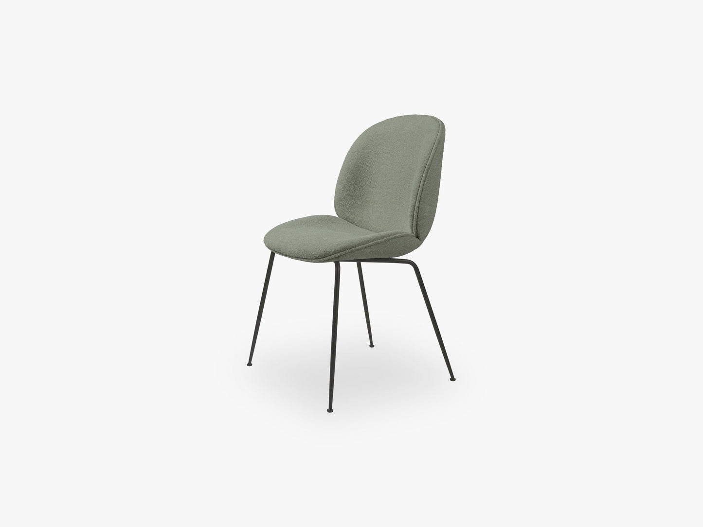 Beetle Dining Chair (Fully), Black Matt, Grp 02, Light Bouclé, GUBI (012)