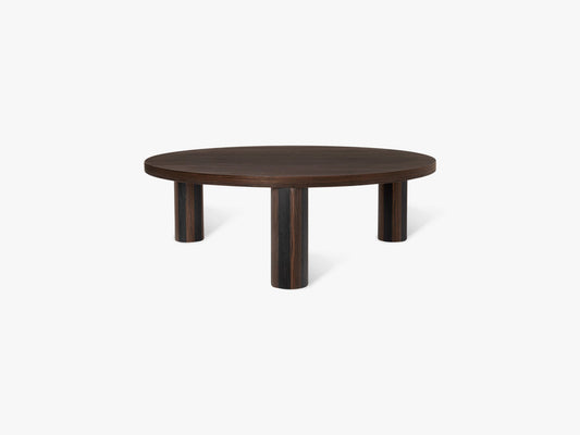 Post Coffee Table L, Smoked Oak Lines