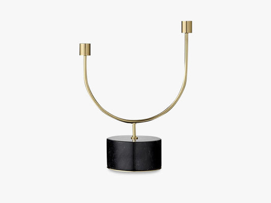 GRASIL Candle Holder - Sort Marmor/Messing