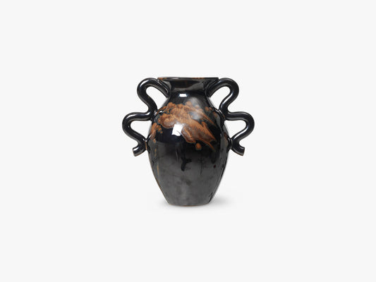 Verso Table Vase, Black w brown splash