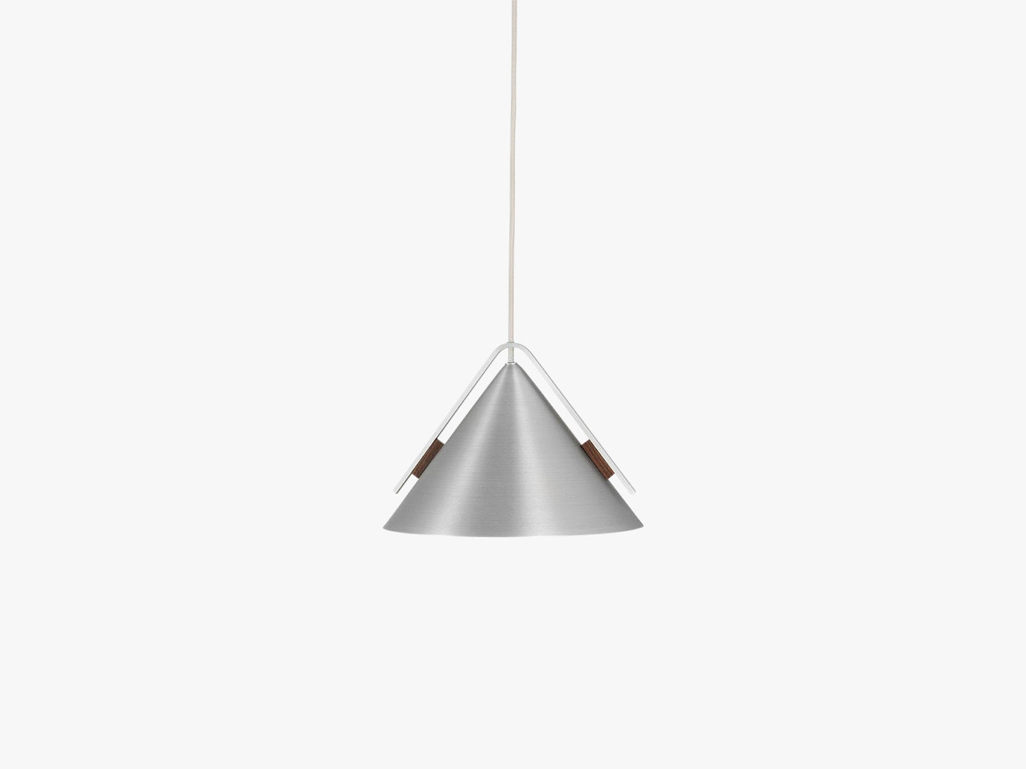 Cone Pendant Lamp - Small, Brushed Aluminum/Walnut