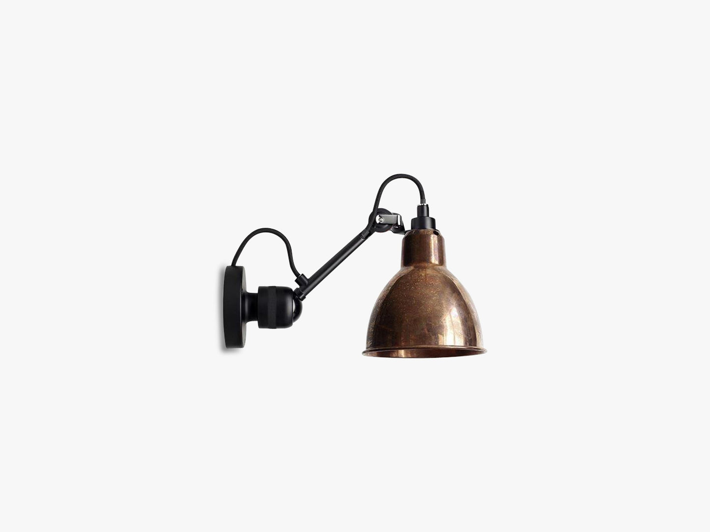 Lampe Gras N304 Hardwired, Mat Sort/Rå Kobber