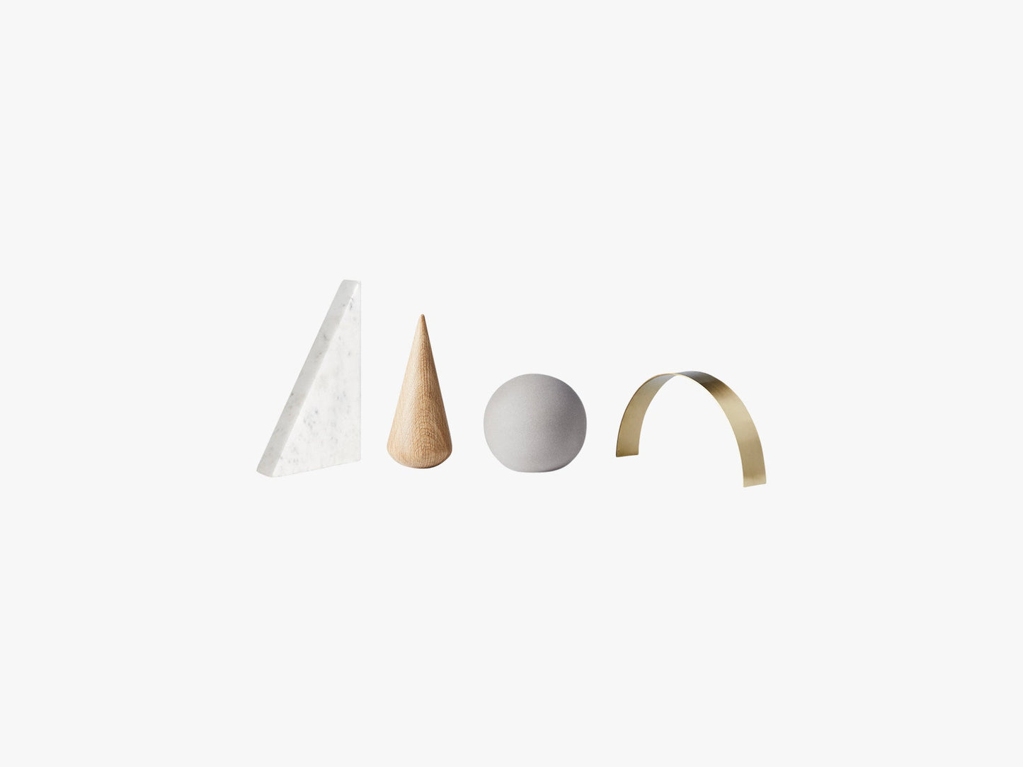 Desk Sculptures, Oak/Bras/Marble