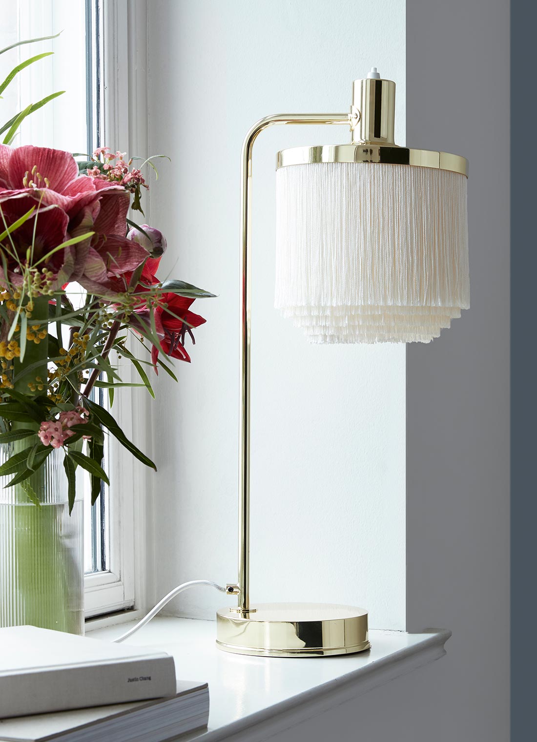 Fringe Table Lamp, Cream white