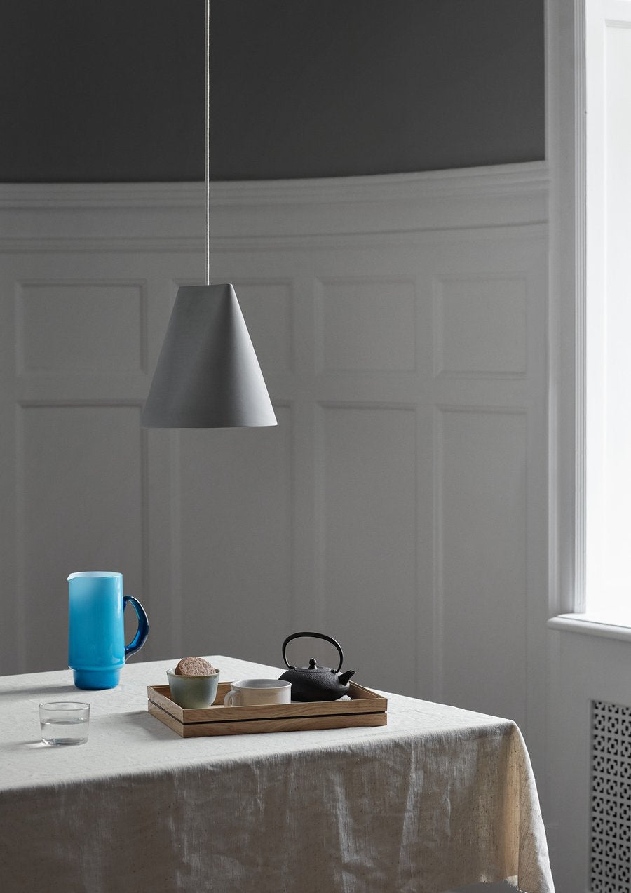 Ceramic Pendant Wide, Light Grey